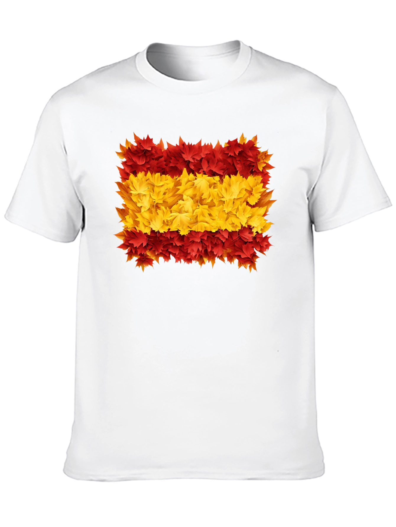 Spain Flag Leaves Mens Black T-Shirt
