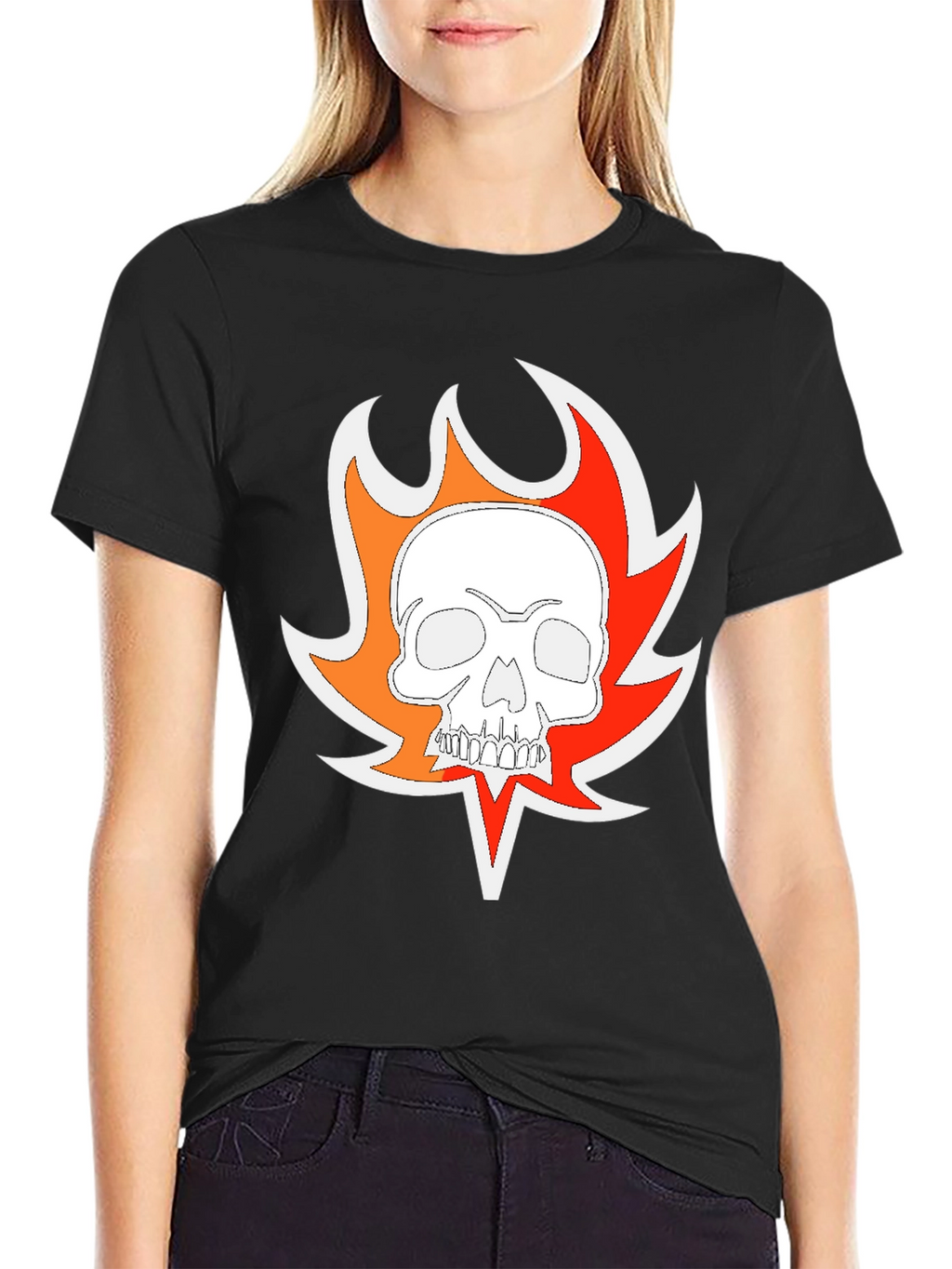 Fiery Skull Graphic T-Shirt - Mens Black Tee