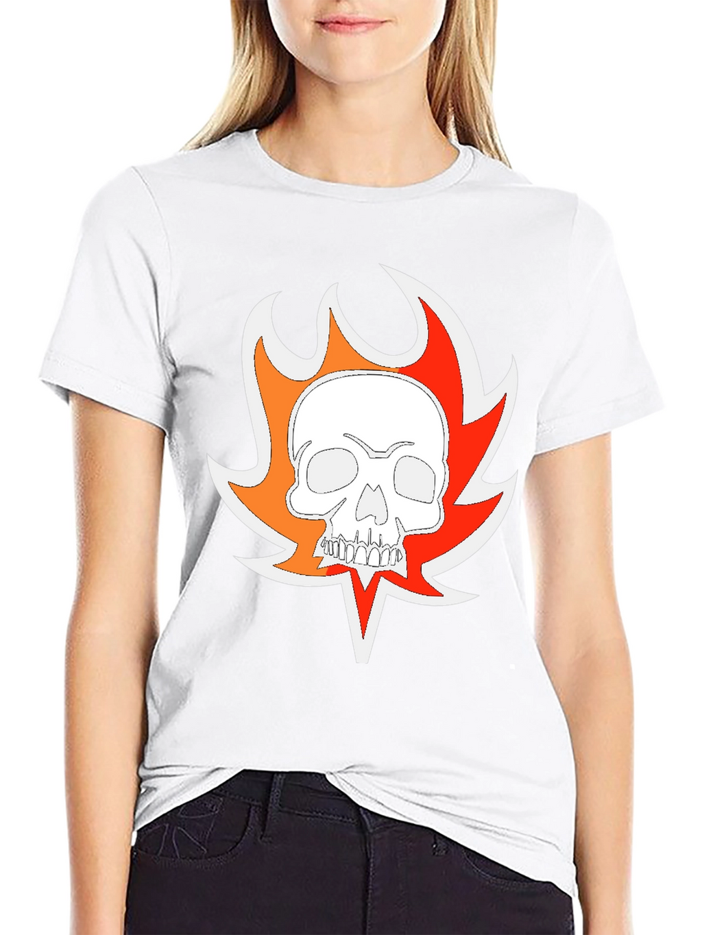 Fiery Skull Graphic T-Shirt - Mens Black Tee