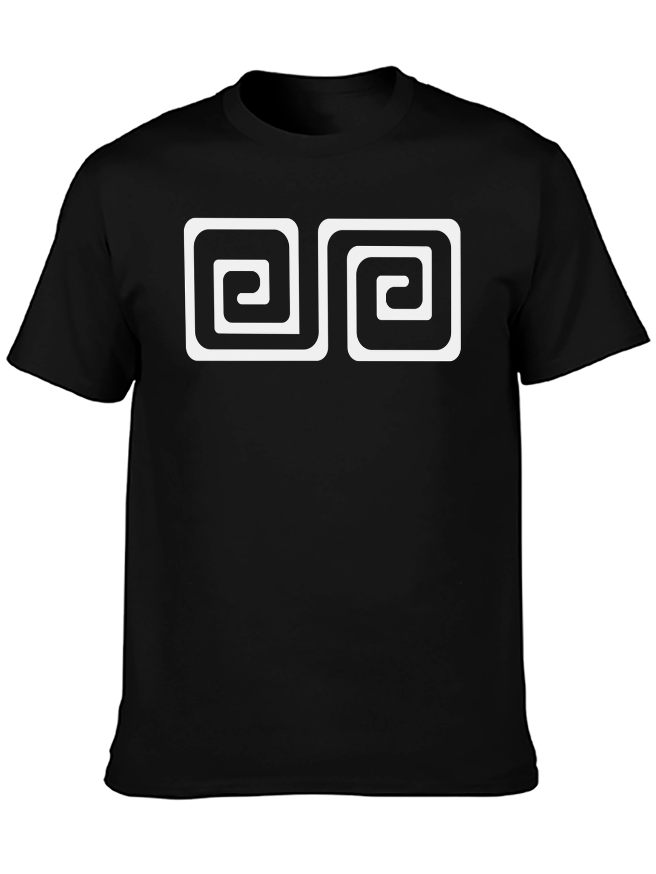 Geometric Spiral Design Black Cotton Tee