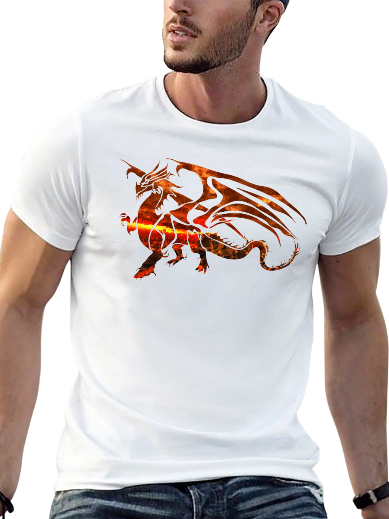Fiery Dragon Graphic T-Shirt - Black Cotton Tee