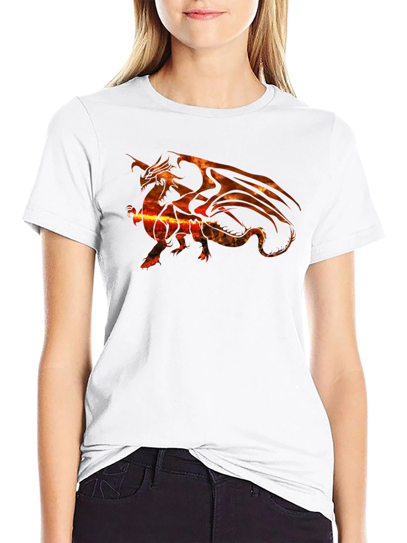 Fiery Dragon Graphic T-Shirt - Black Cotton Tee
