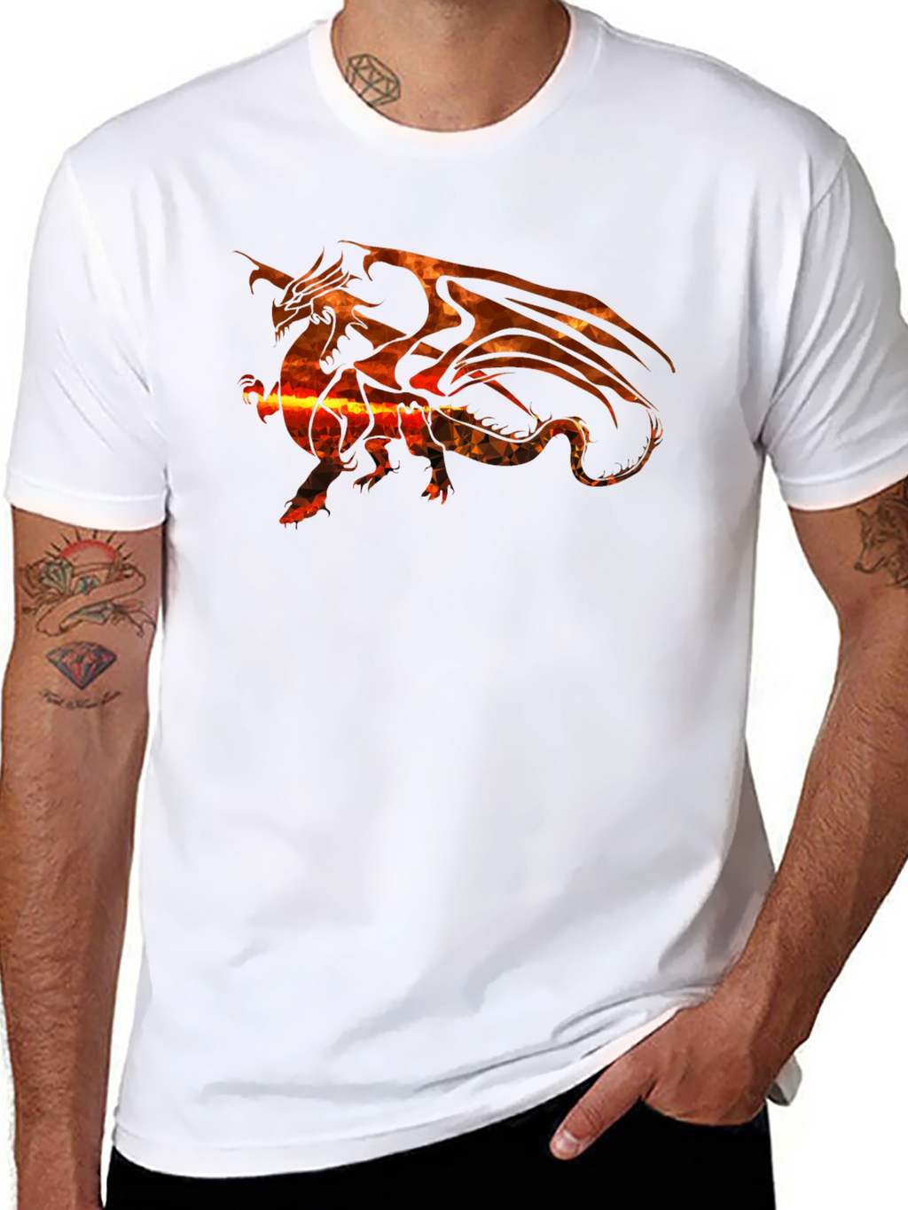 Fiery Dragon Graphic T-Shirt - Black Cotton Tee