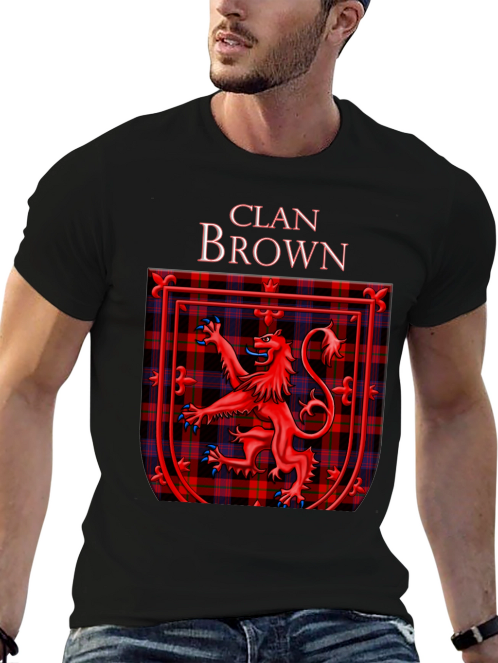 Clan Brown Tartan Crest T-Shirt Scottish Pride