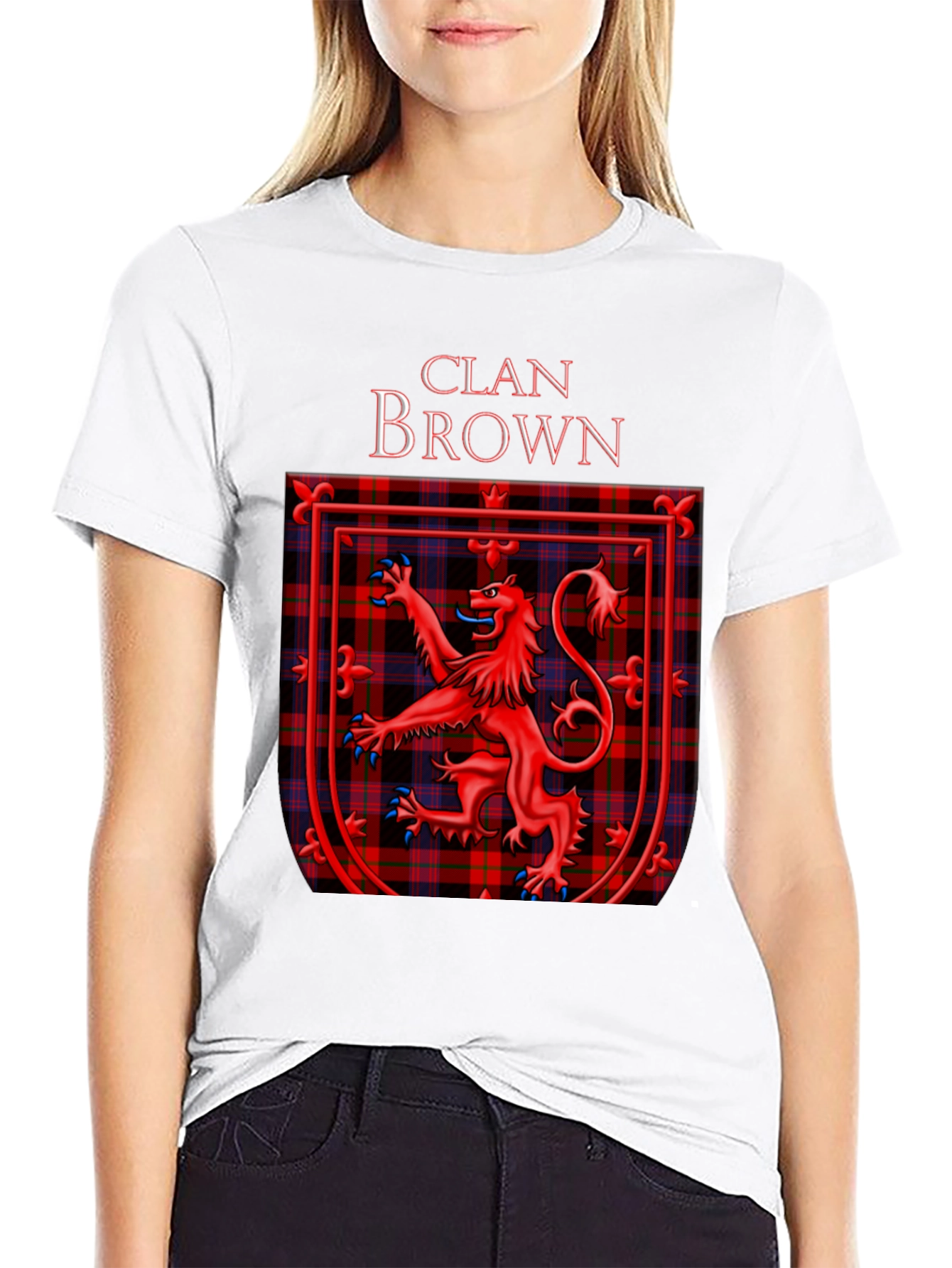 Clan Brown Tartan Crest T-Shirt Scottish Pride