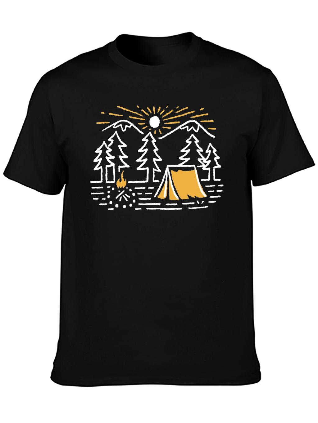 Camping Adventure Graphic T-Shirt - Black
