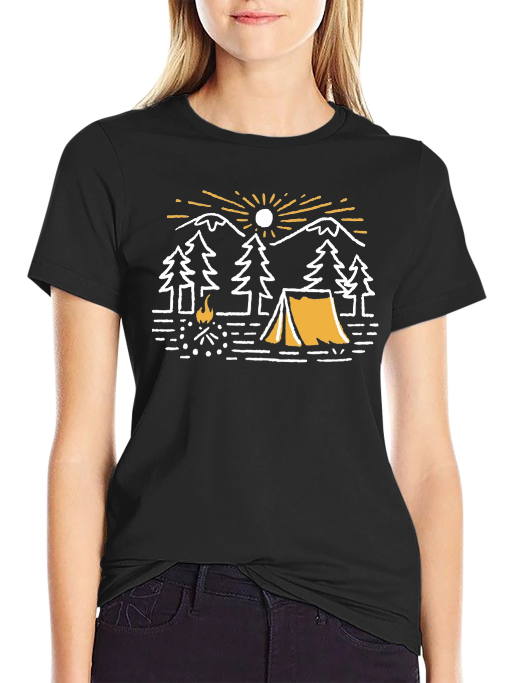 Camping Adventure Graphic T-Shirt - Black