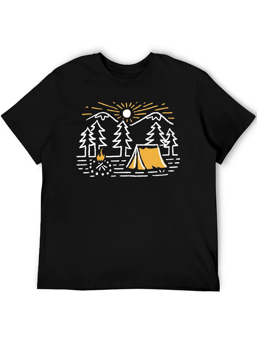 Camping Adventure Graphic T-Shirt - Black