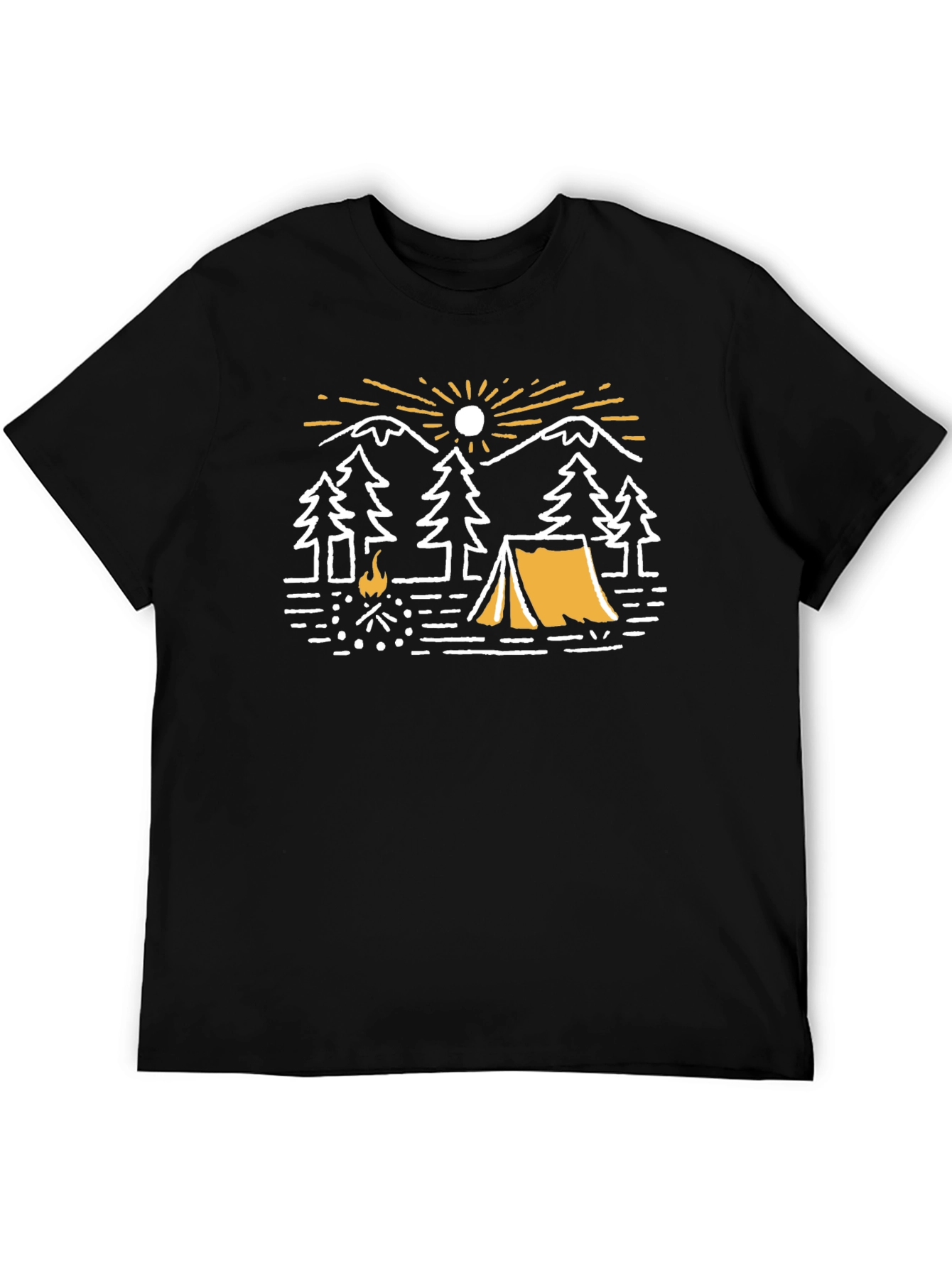 Camping Adventure Graphic T-Shirt - Black