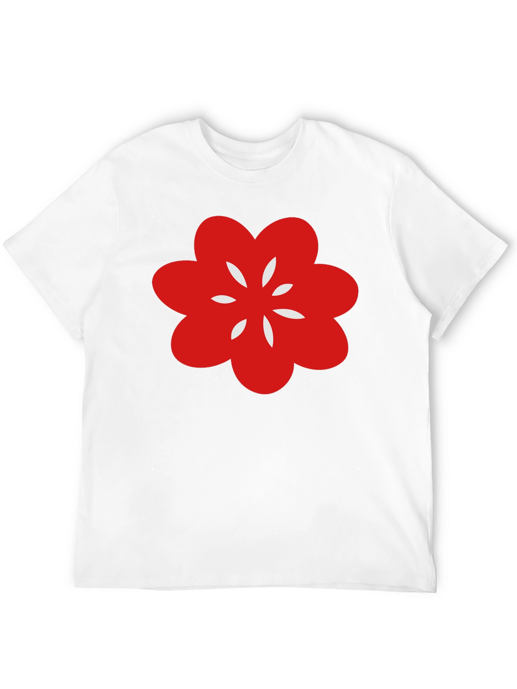 Black T-Shirt with Red Flower Graphic
