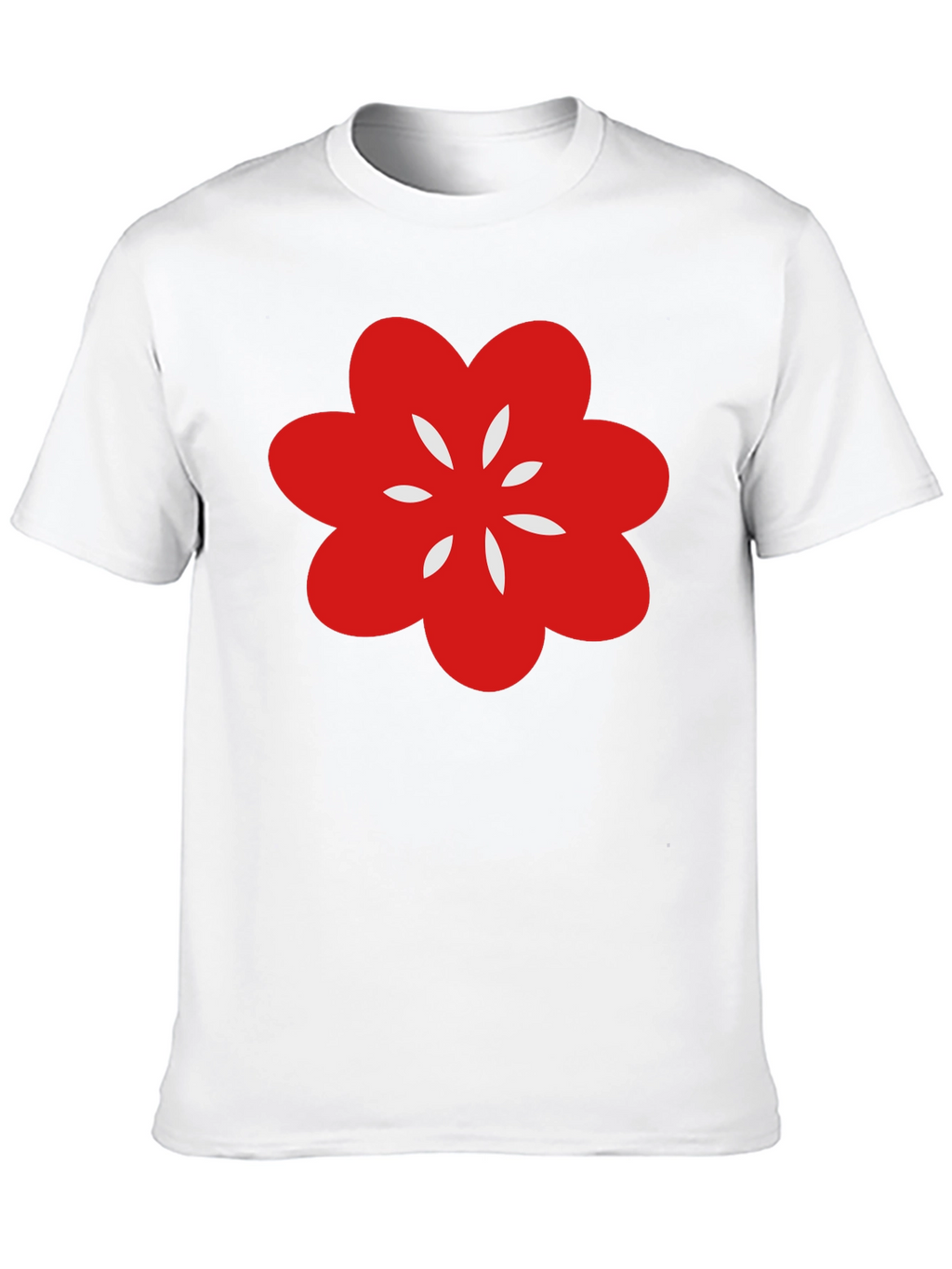 Black T-Shirt with Red Flower Graphic