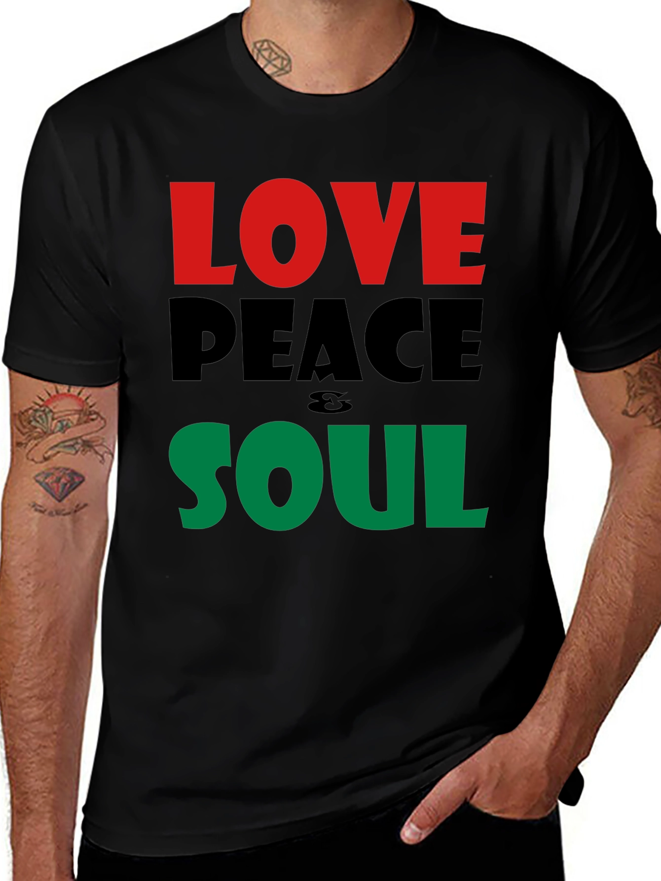 Love Peace Soul T-Shirt - Black Short Sleeve