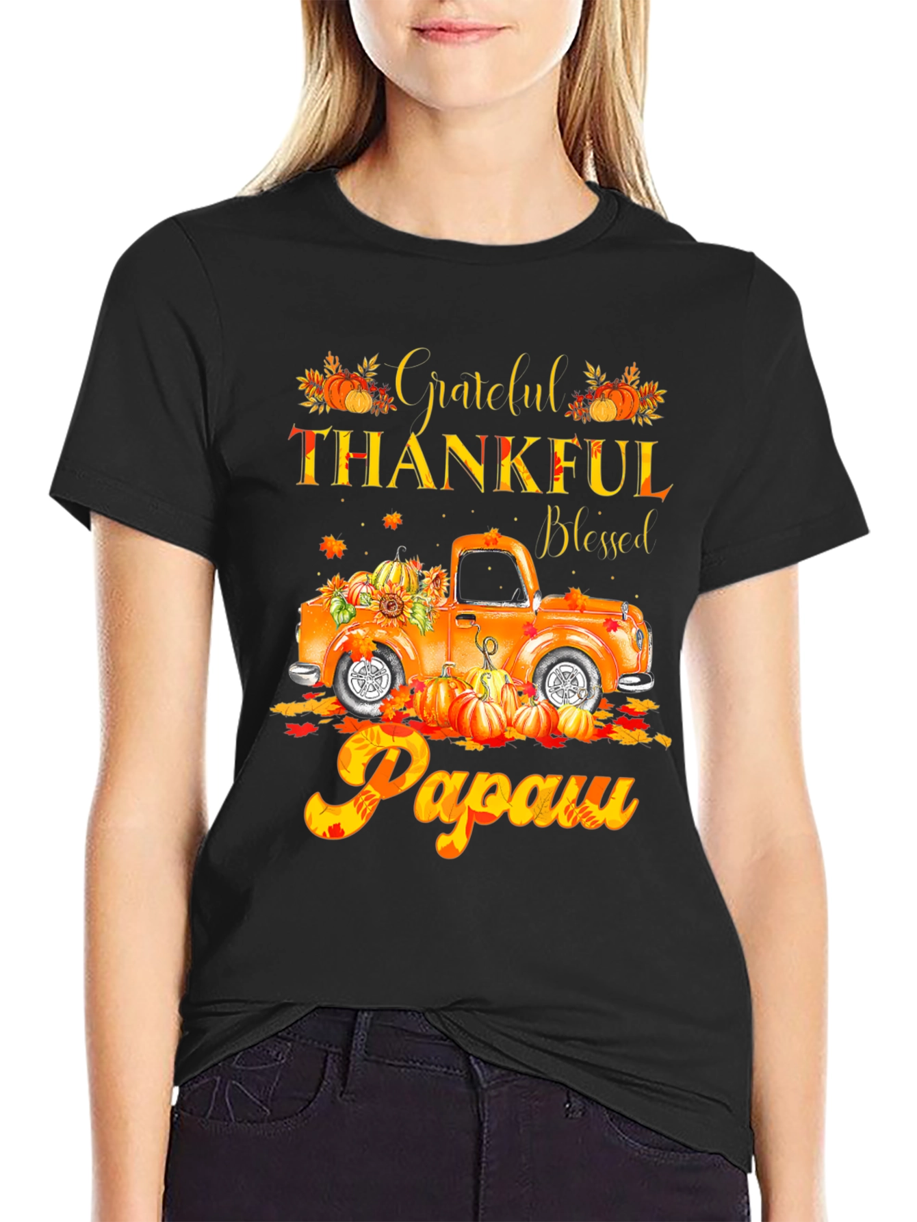 Grateful Thankful Blessed Papaw Fall Truck T-Shirt