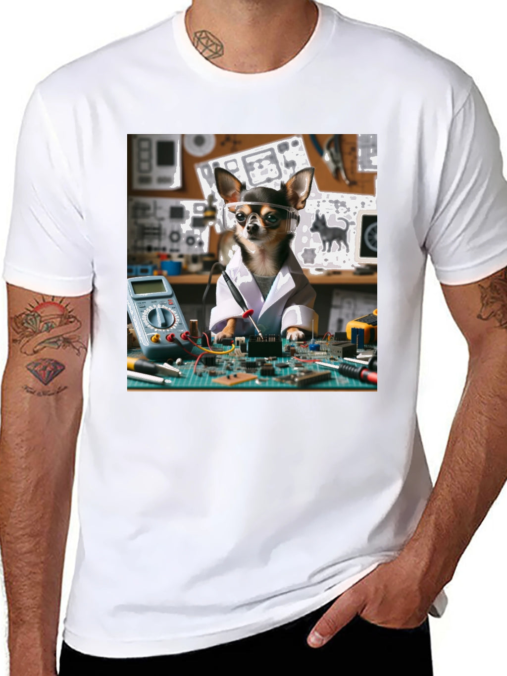 Scientist Chihuahua Graphic T-Shirt