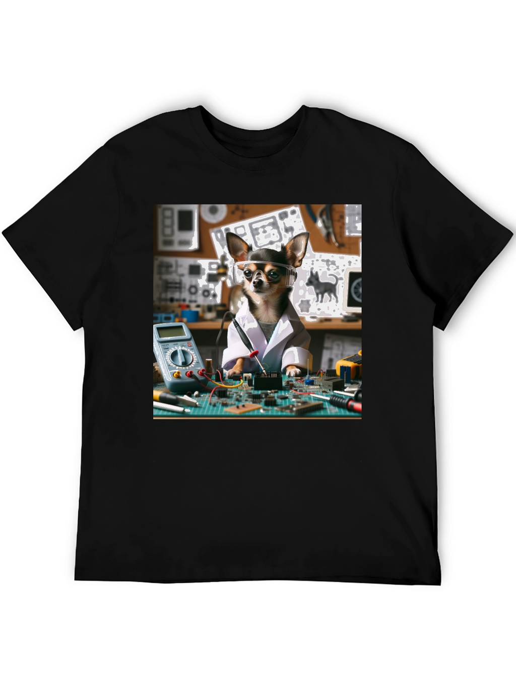 Scientist Chihuahua Graphic T-Shirt