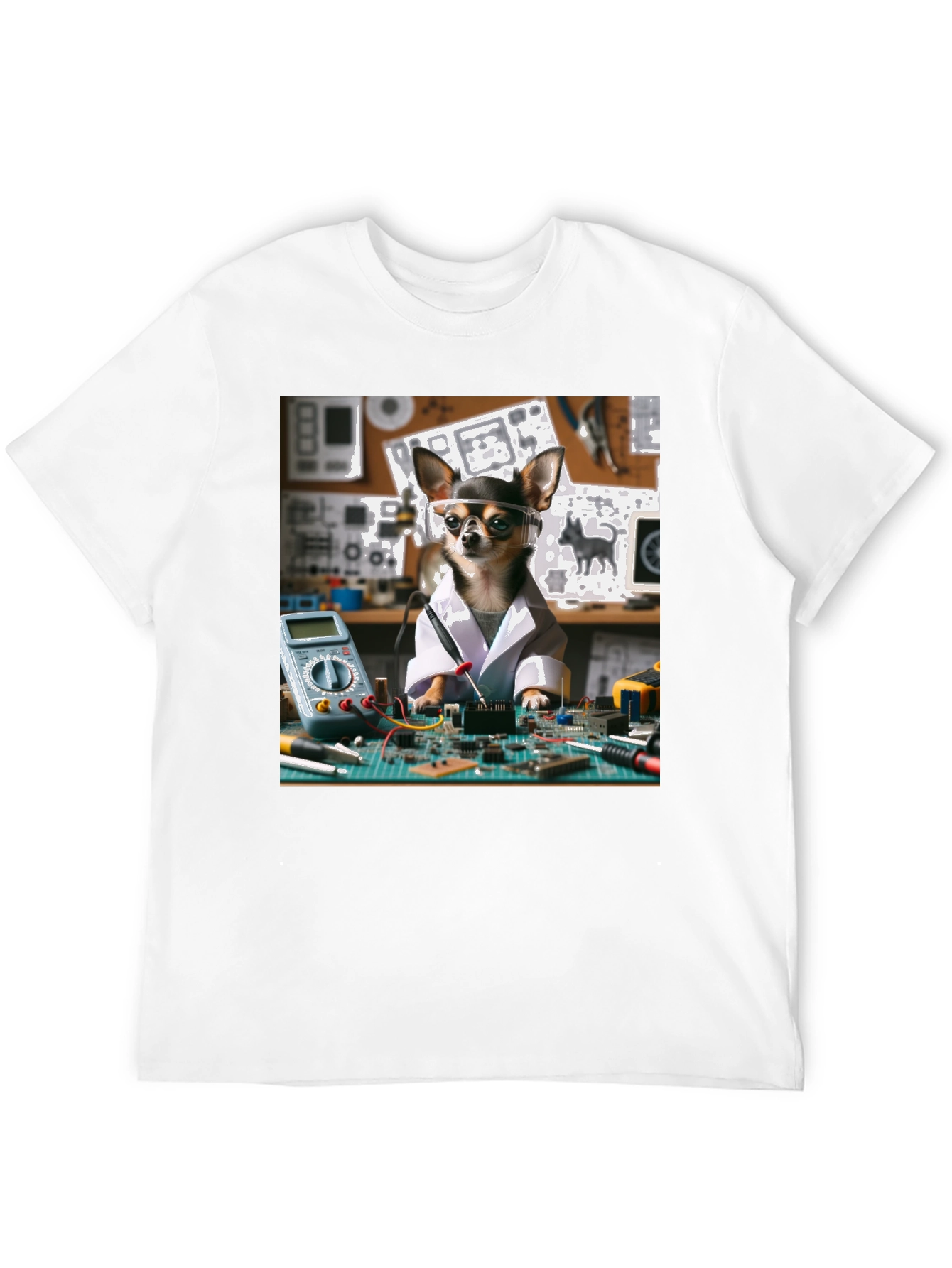 Scientist Chihuahua Graphic T-Shirt