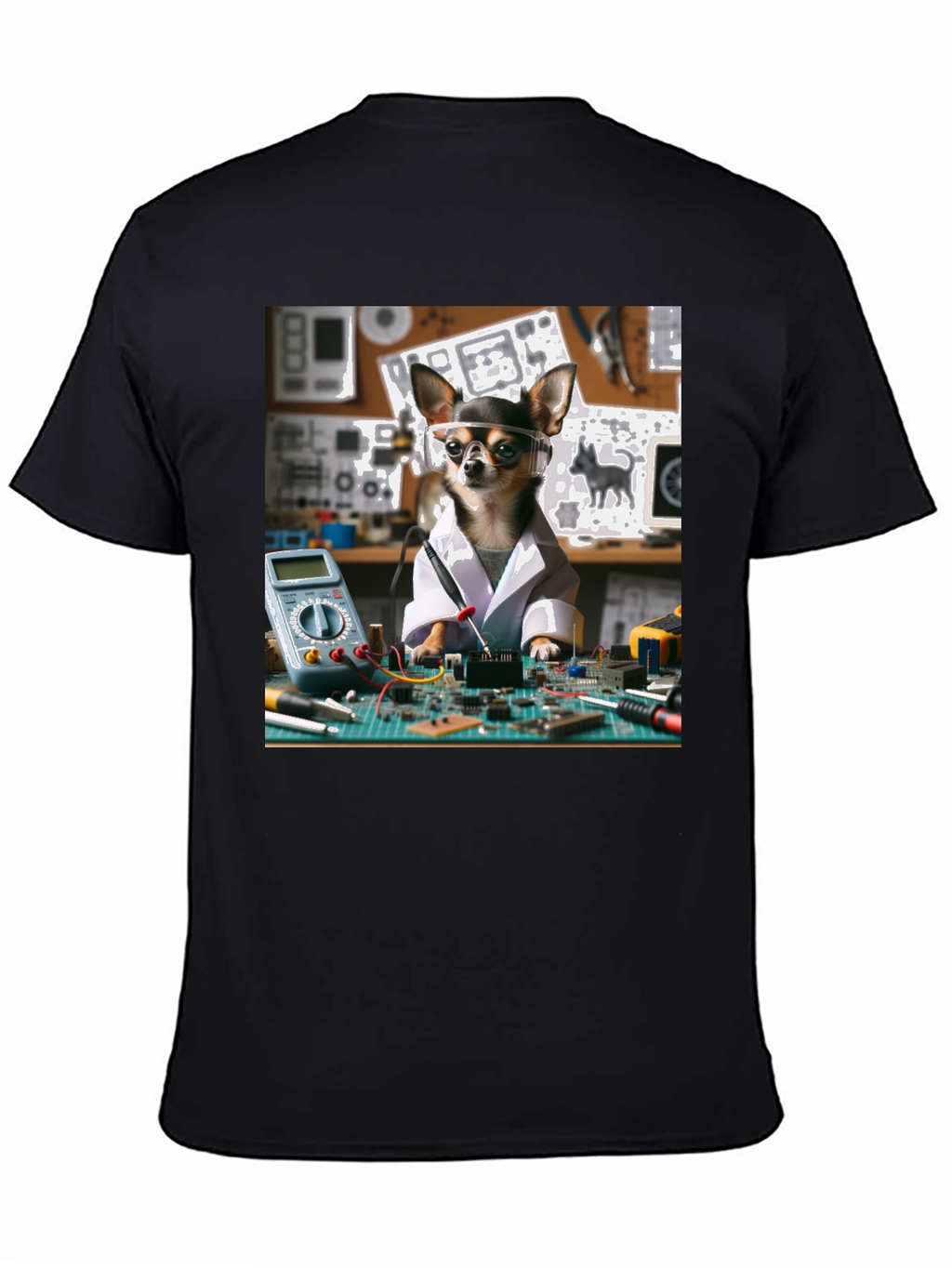 Scientist Chihuahua Graphic T-Shirt