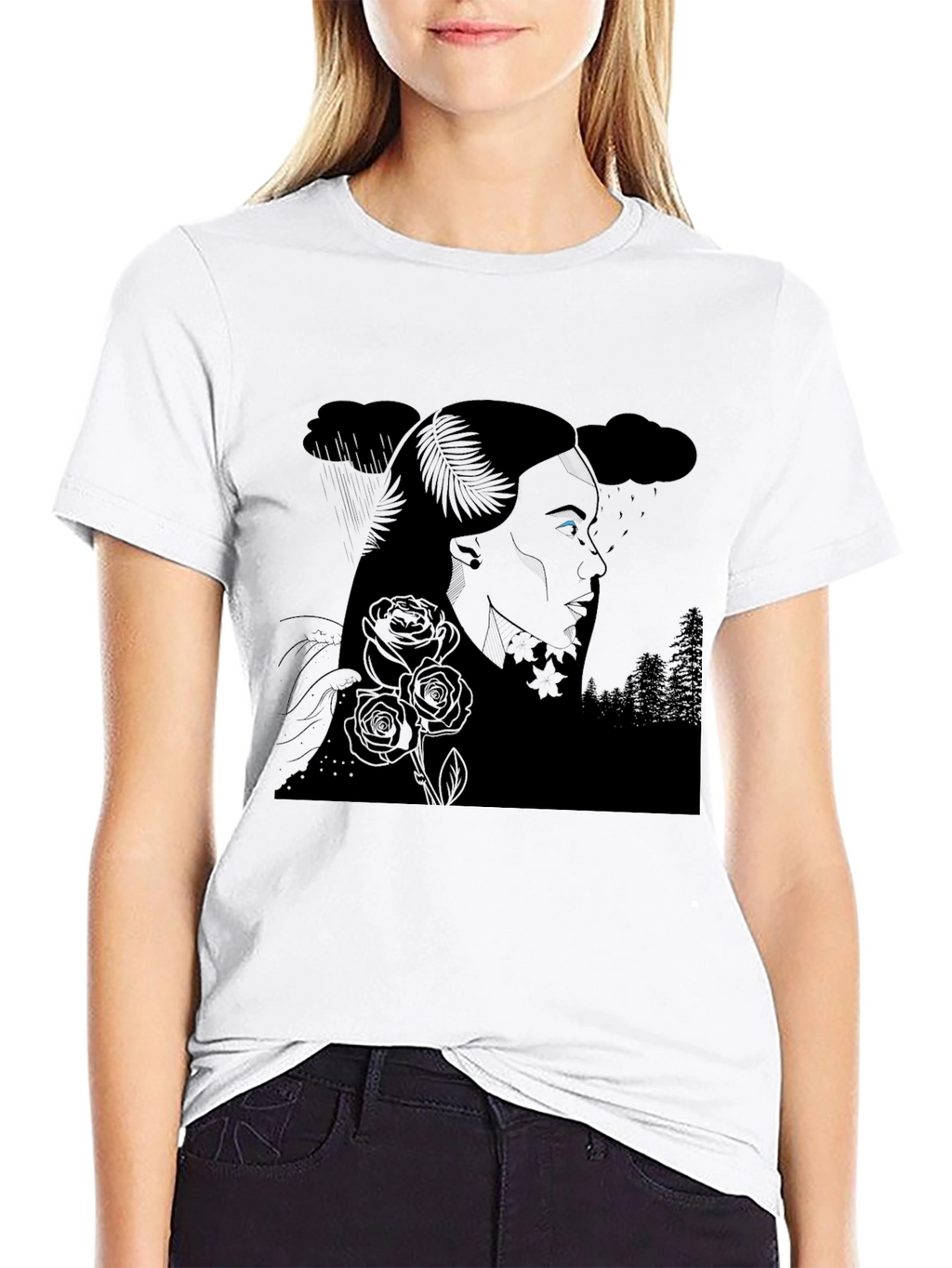 Ethereal Woman Graphic Tee - Black