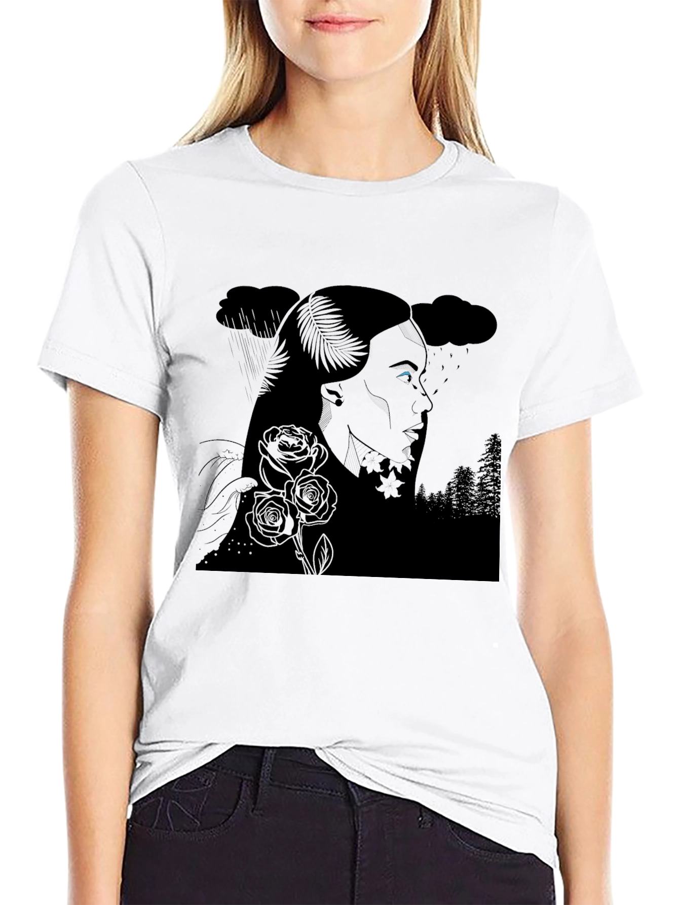 Ethereal Woman Graphic Tee - Black