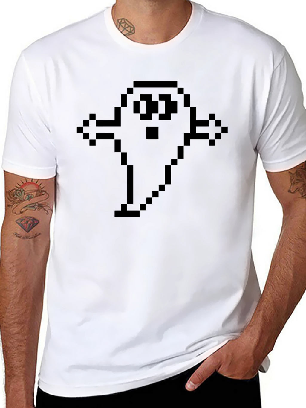 Pixel Ghost Graphic Tee - Retro Gaming Style