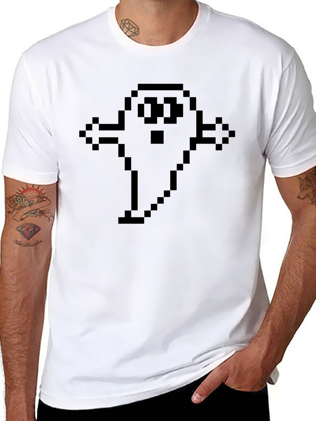 Pixel Ghost Graphic Tee - Retro Gaming Style