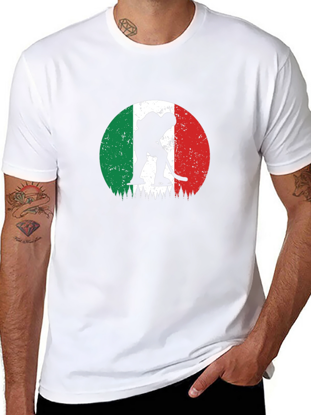 Italy Hockey Flag Graphic Black T-Shirt