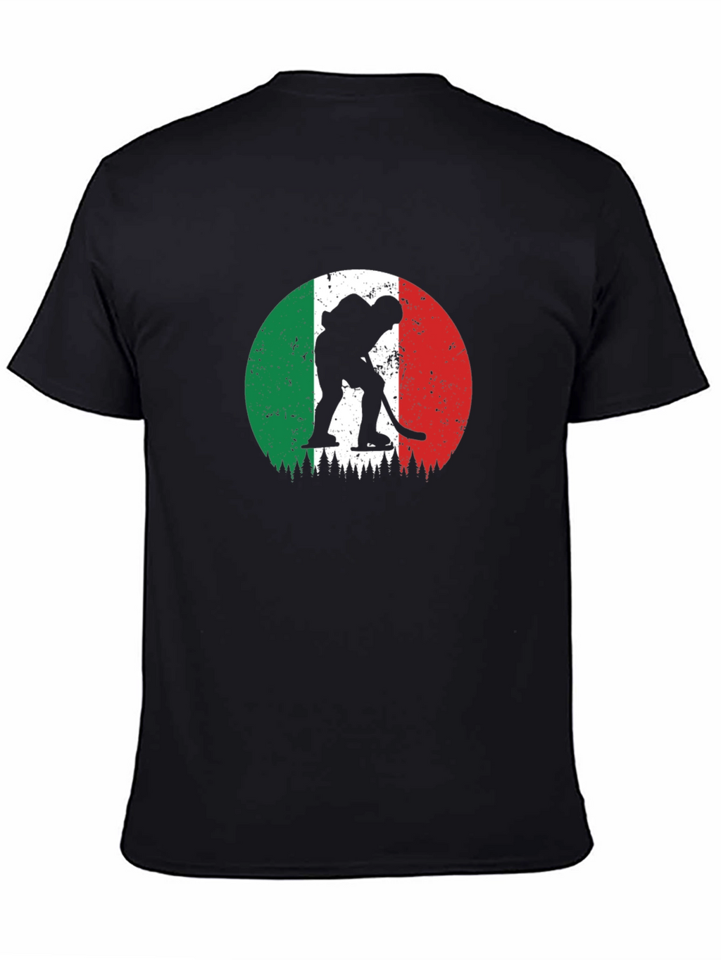 Italy Hockey Flag Graphic Black T-Shirt