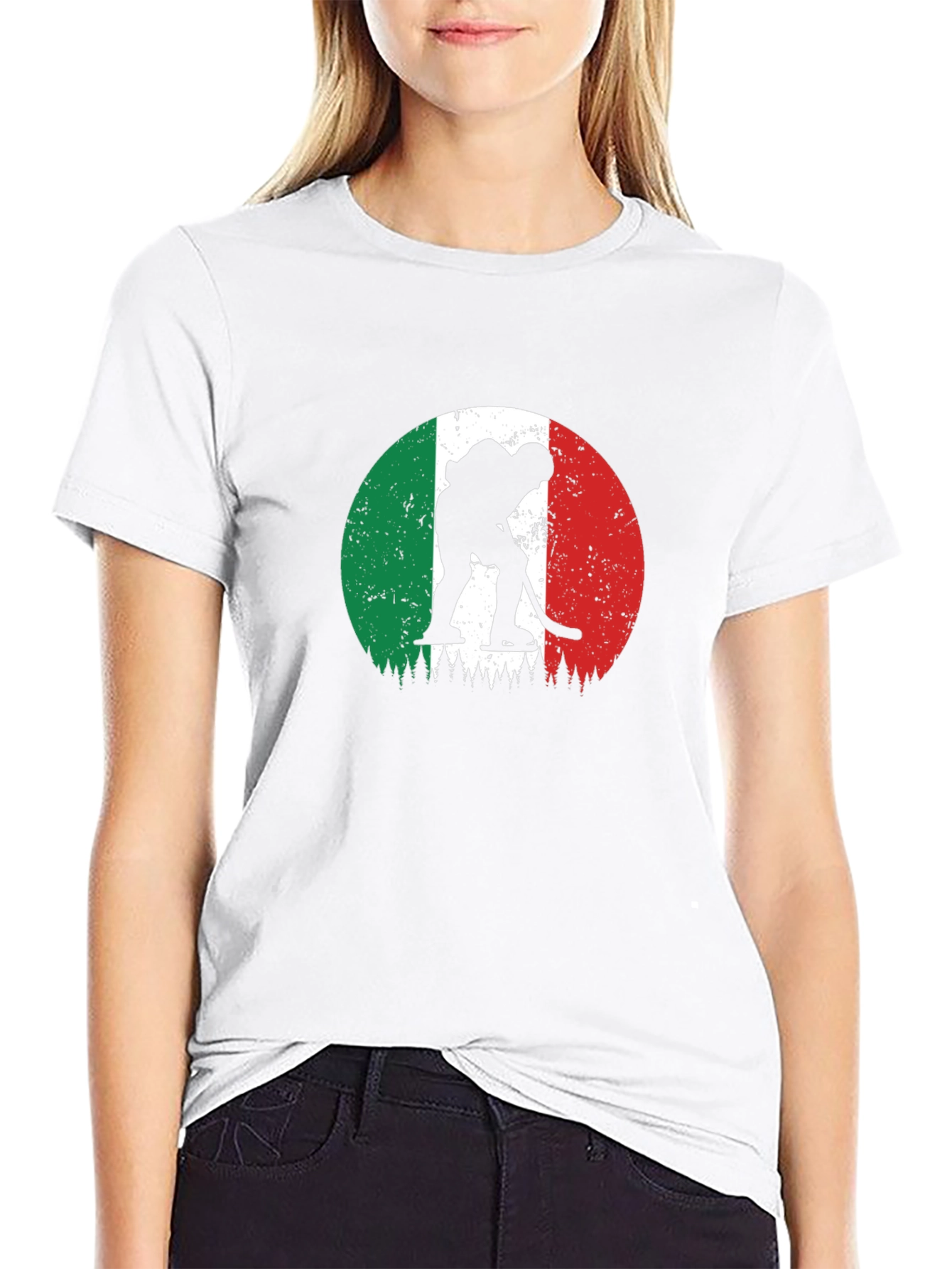 Italy Hockey Flag Graphic Black T-Shirt