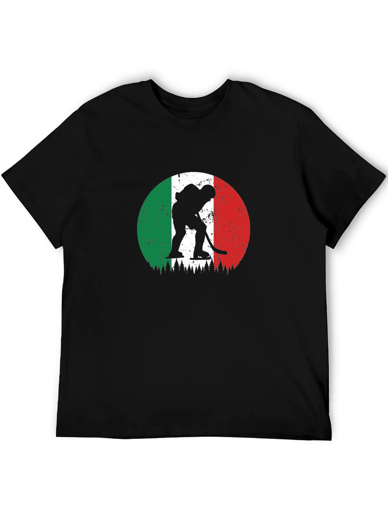 Italy Hockey Flag Graphic Black T-Shirt