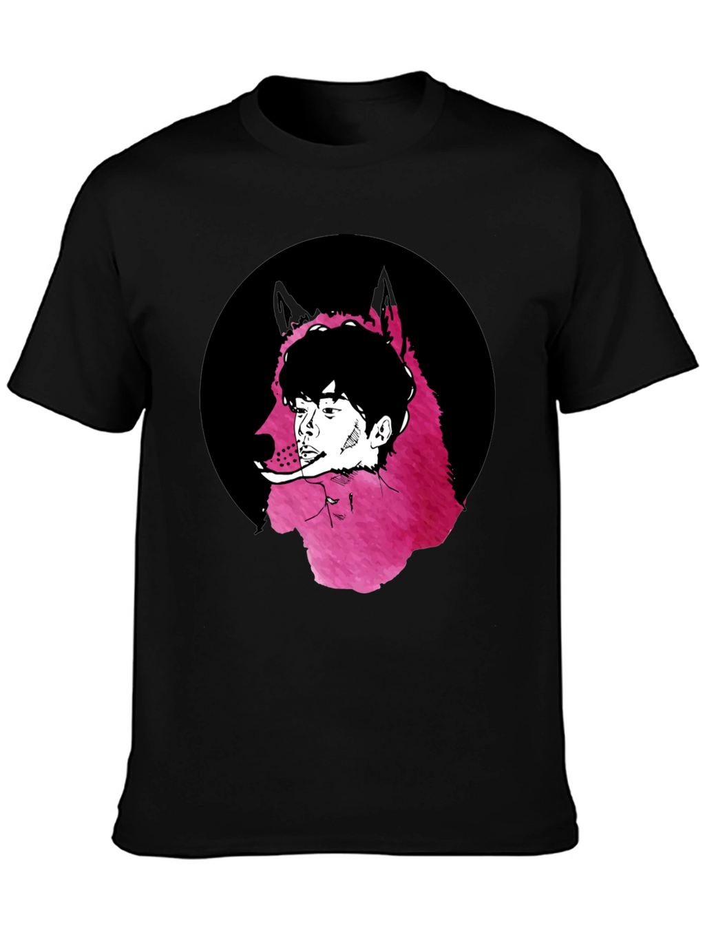 Wolf Man Graphic Tee - Black Cotton Blend