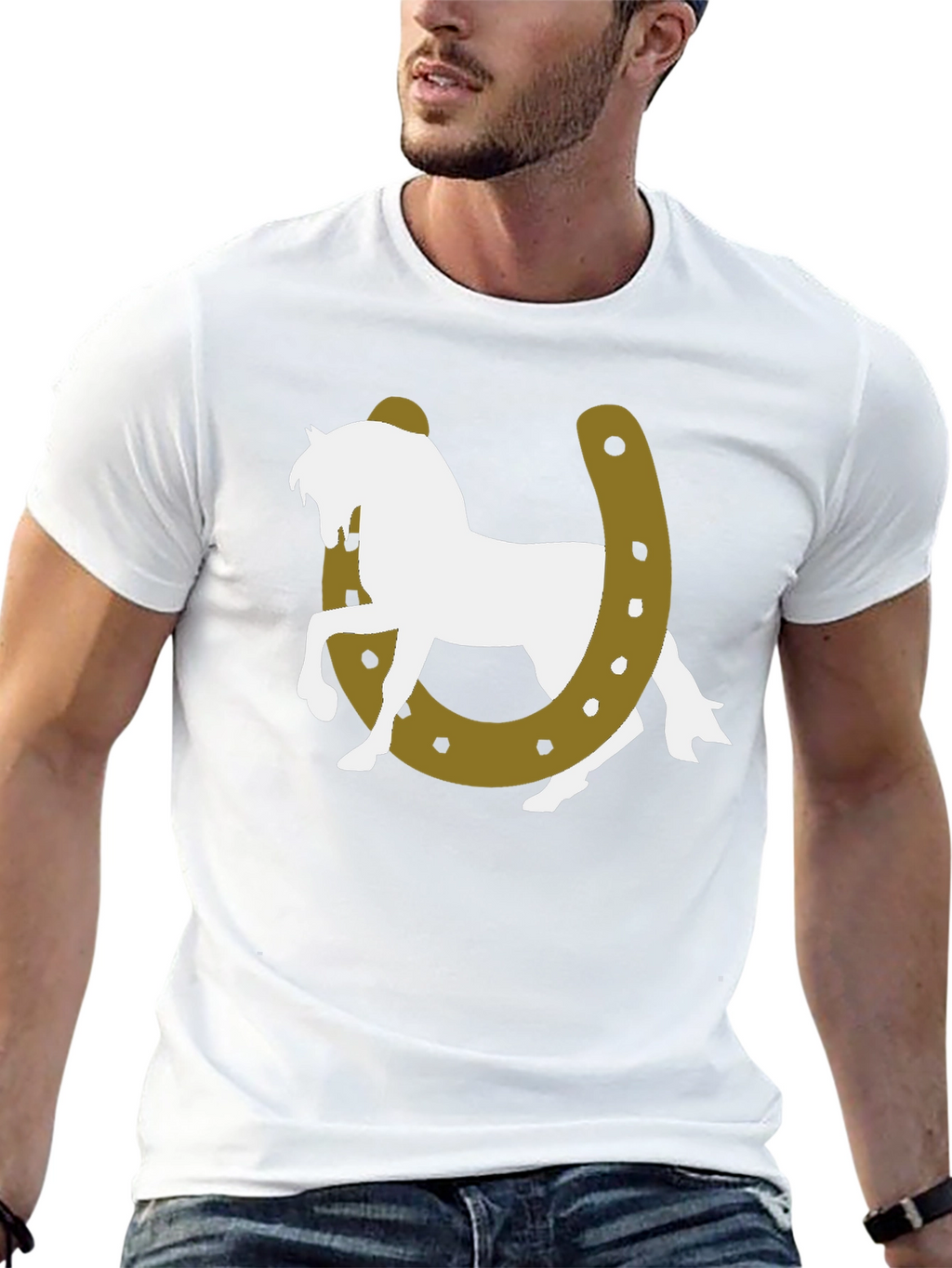 Lucky Horse Graphic Tee - Black Cotton T-Shirt