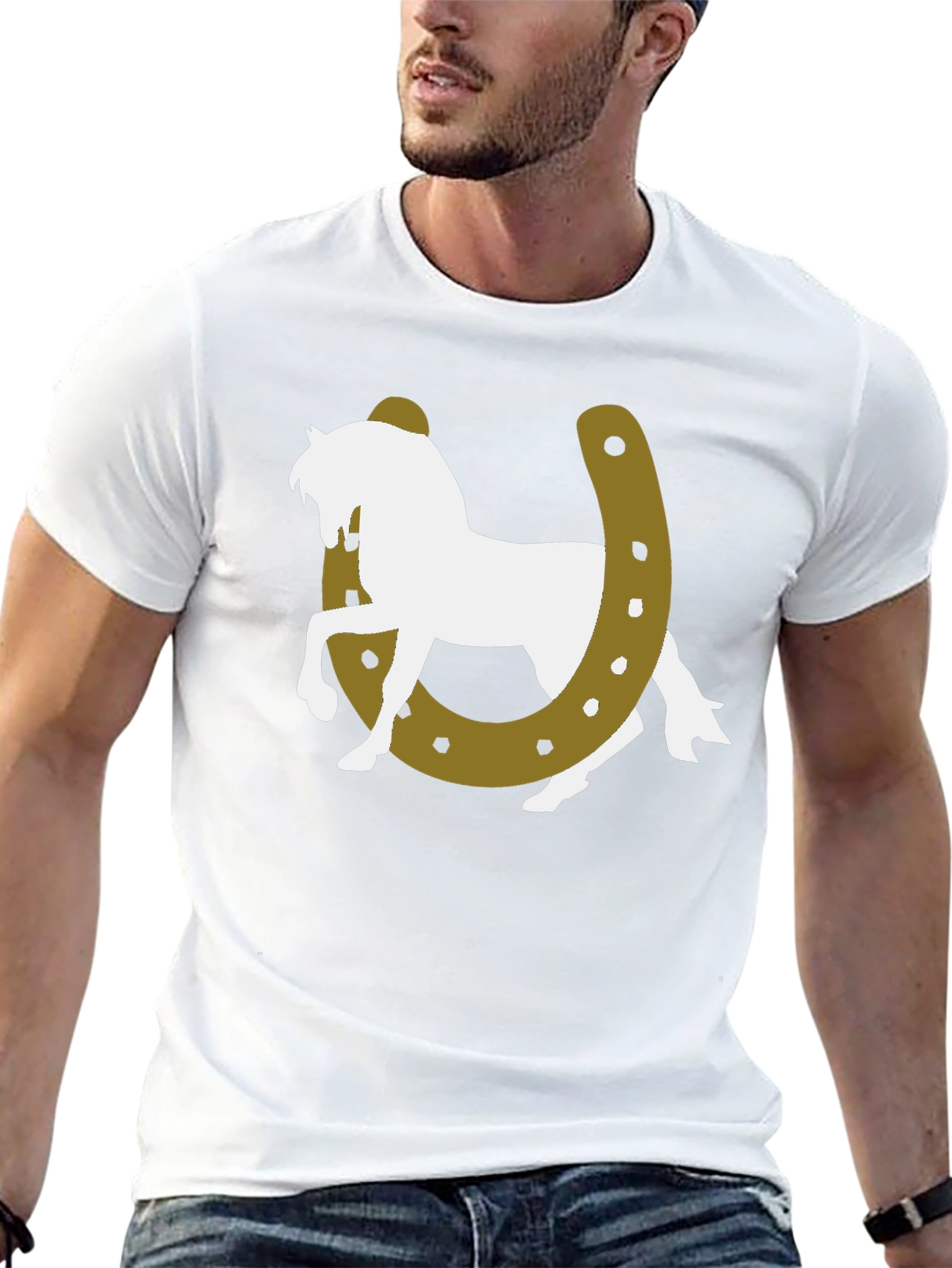 Lucky Horse Graphic Tee - Black Cotton T-Shirt