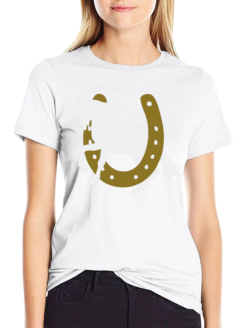 Lucky Horse Graphic Tee - Black Cotton T-Shirt