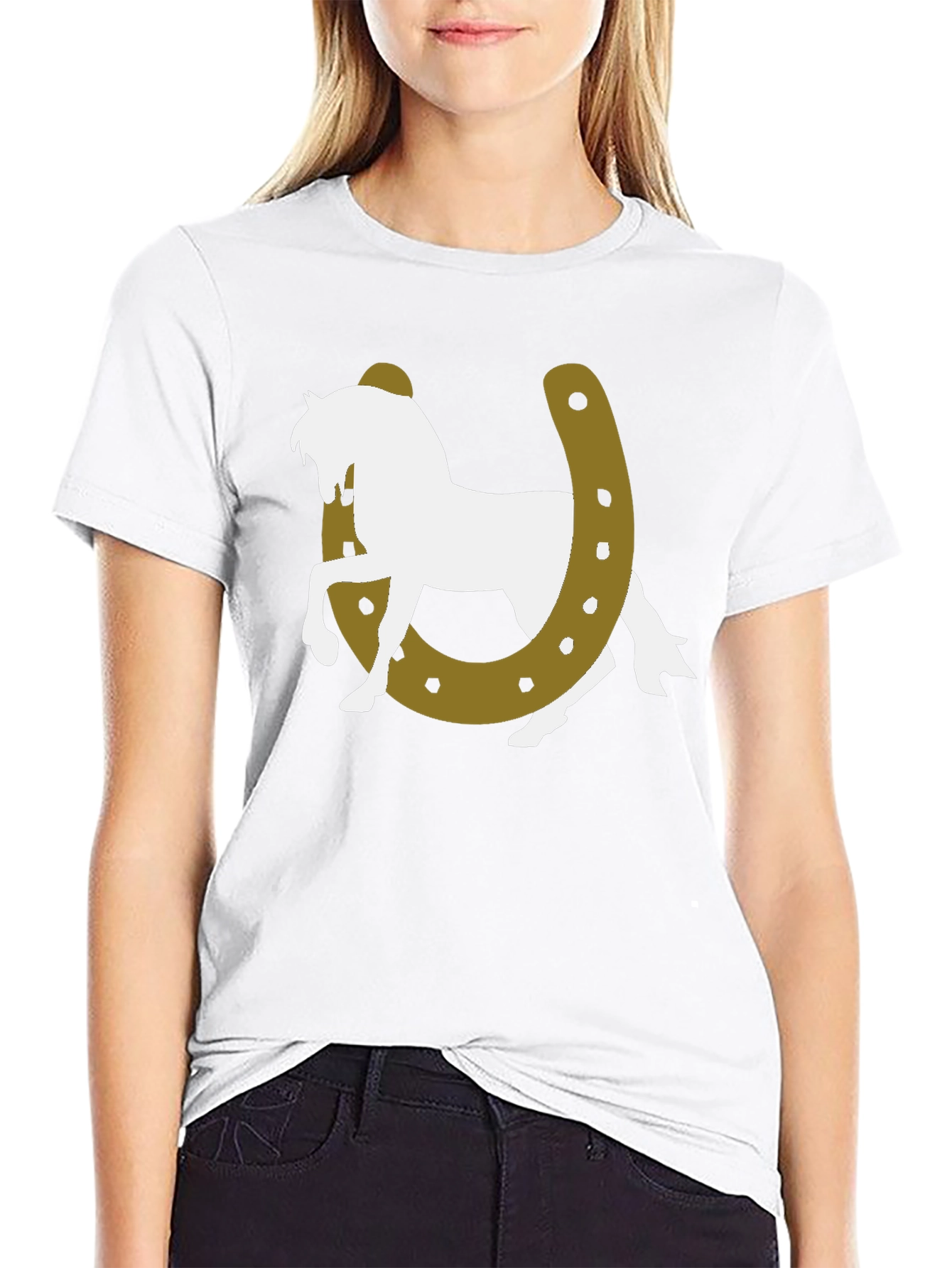 Lucky Horse Graphic Tee - Black Cotton T-Shirt