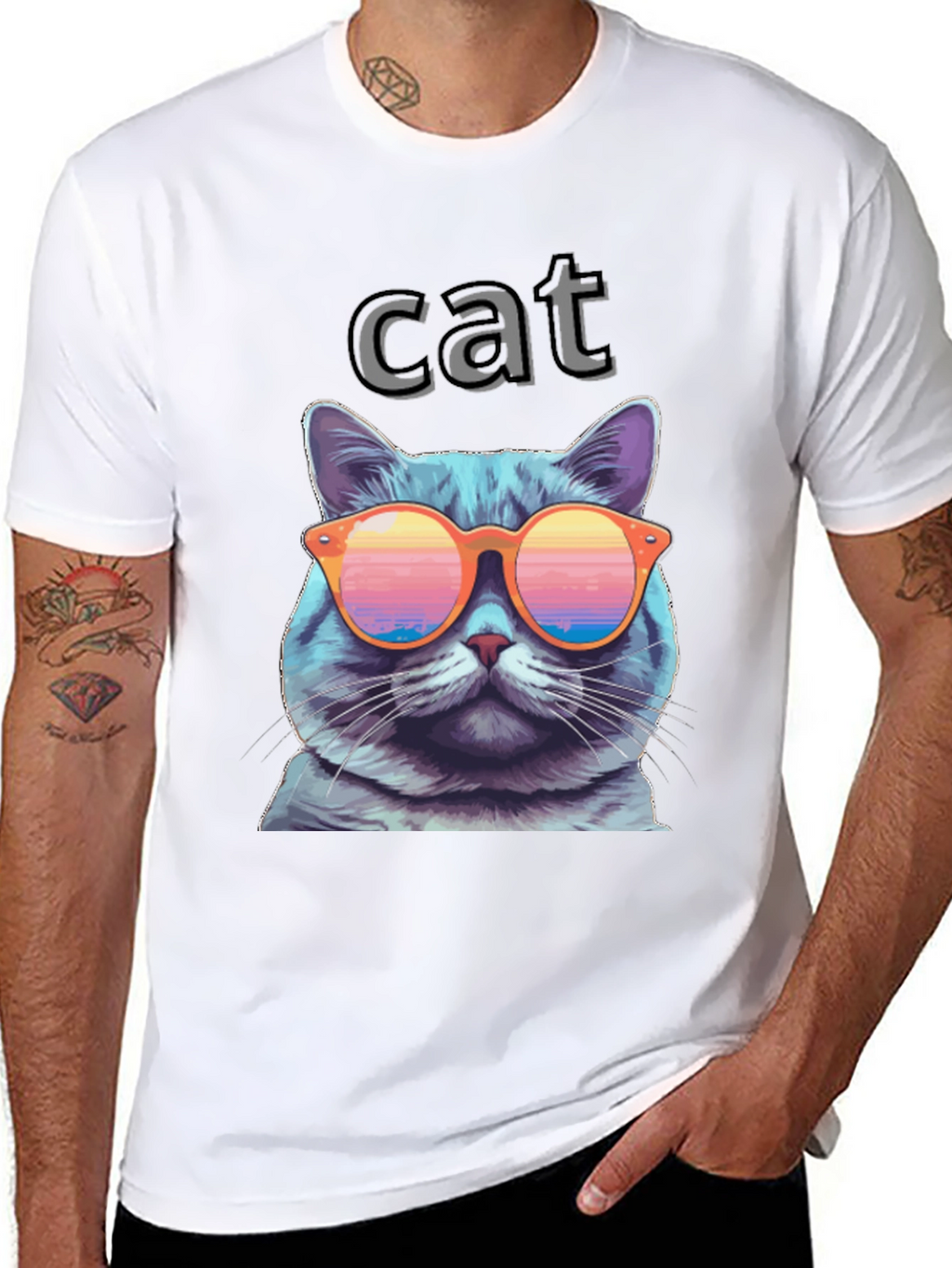 Cool Cat T-Shirt with Sunglasses - Fun Graphic Tee