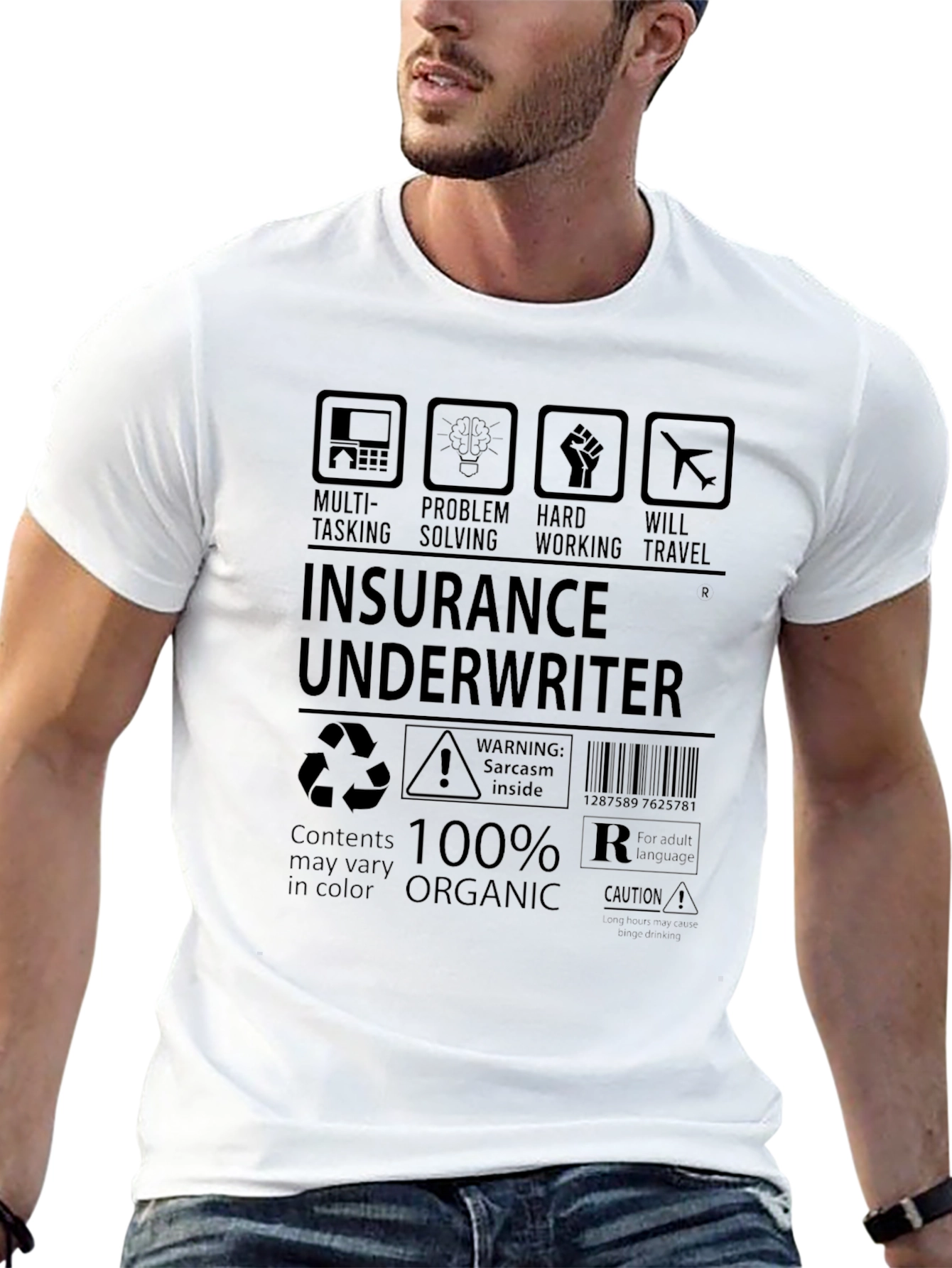 Insurance Underwriter 100% Organic Black T-Shirt