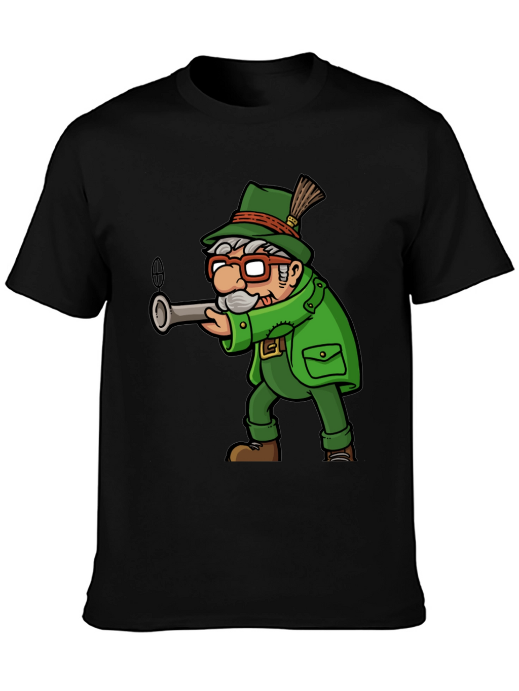 Cartoon Hunter Graphic Tee - Quirky Novelty Shirt