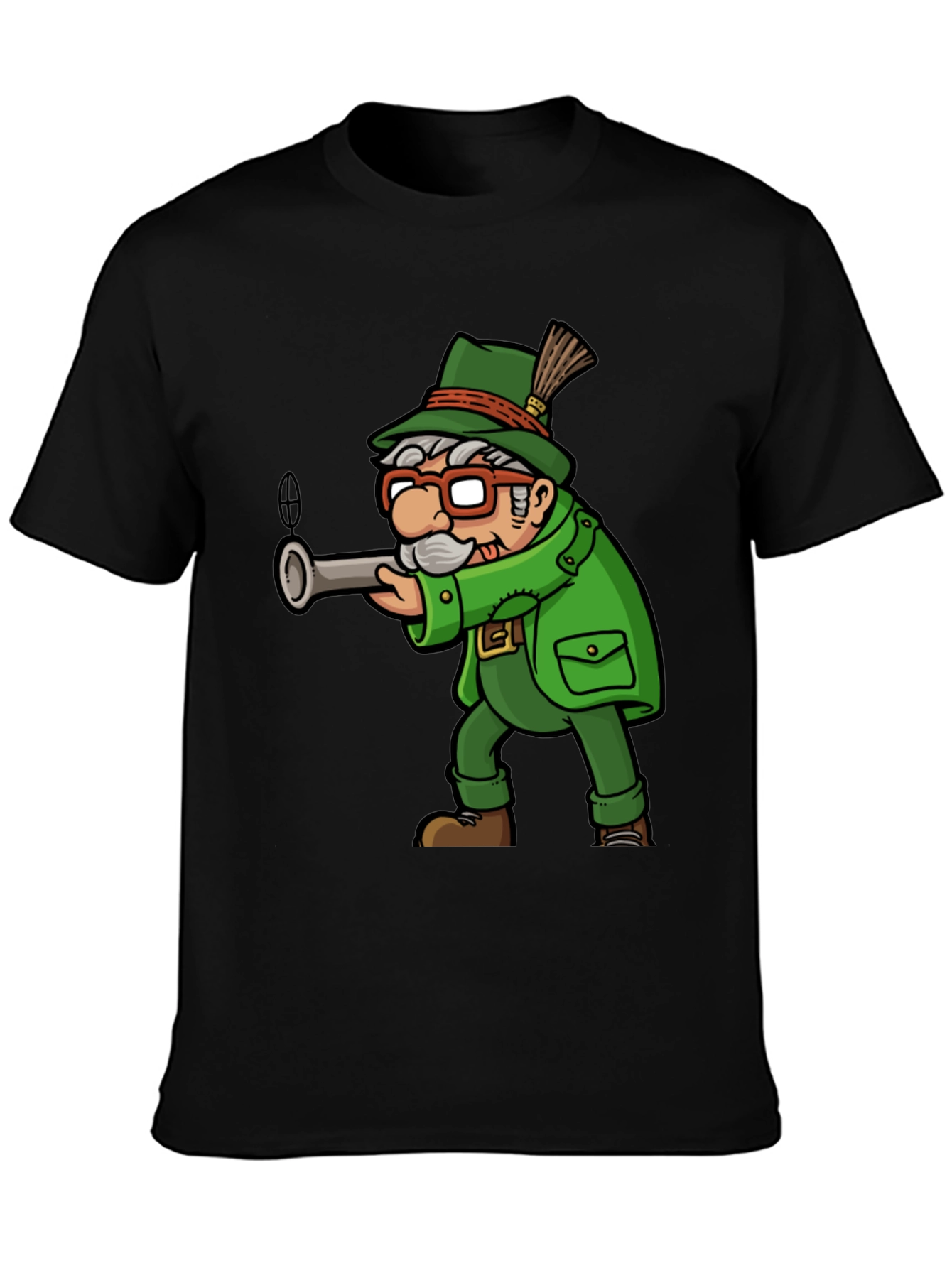 Cartoon Hunter Graphic Tee - Quirky Novelty Shirt