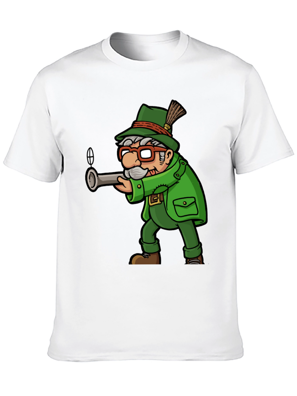 Cartoon Hunter Graphic Tee - Quirky Novelty Shirt
