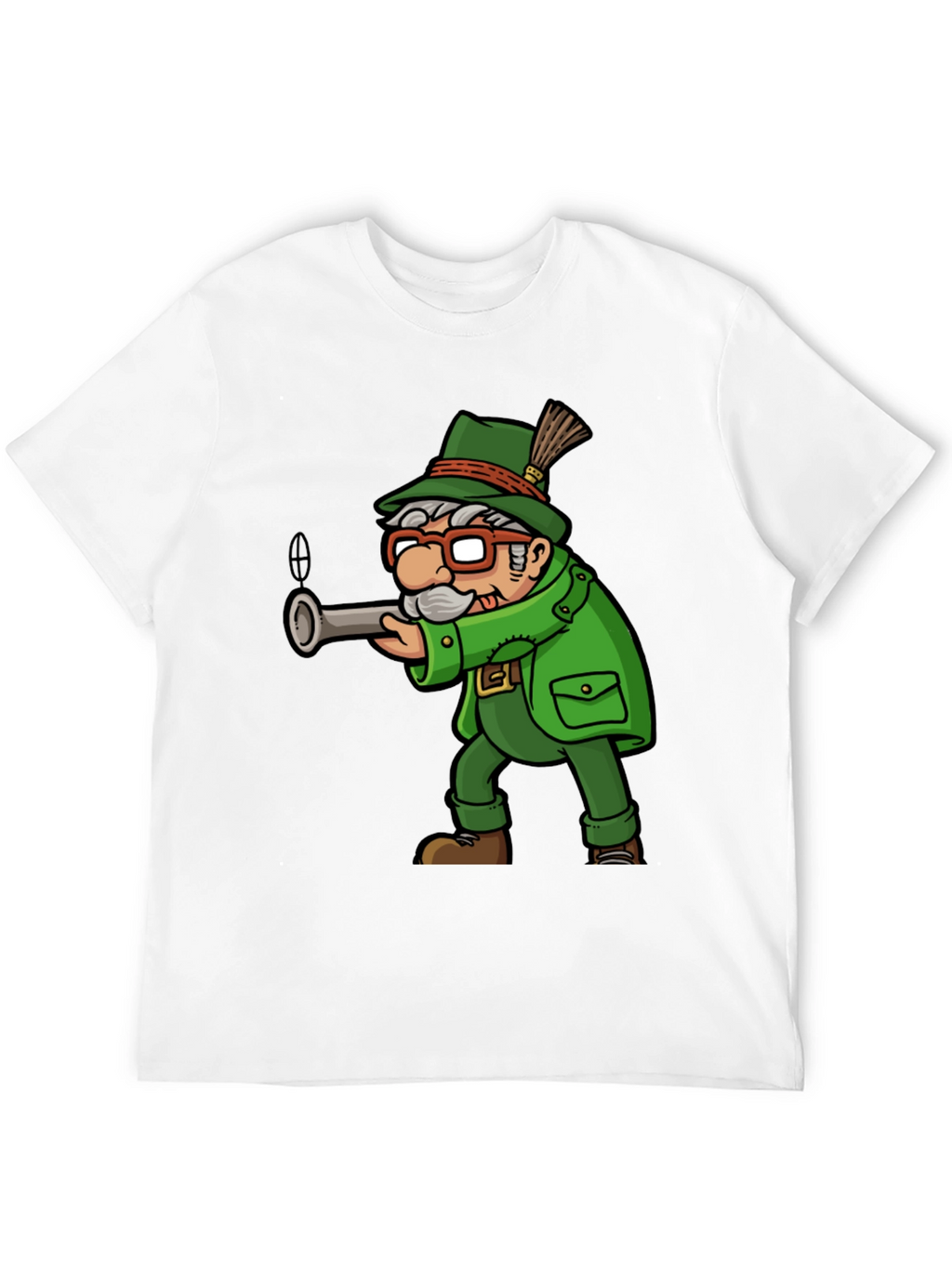 Cartoon Hunter Graphic Tee - Quirky Novelty Shirt