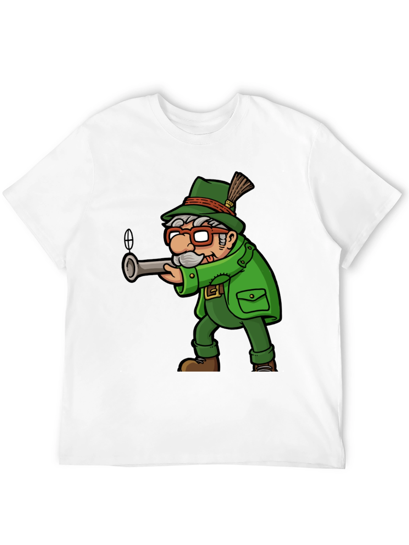 Cartoon Hunter Graphic Tee - Quirky Novelty Shirt