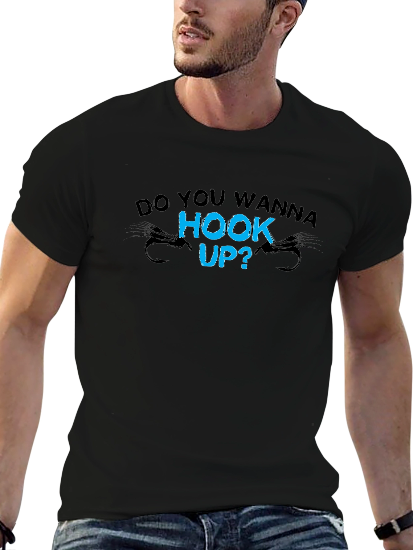 Do You Wanna Hook Up? Fishing T-Shirt - Novelty Graphic Tee