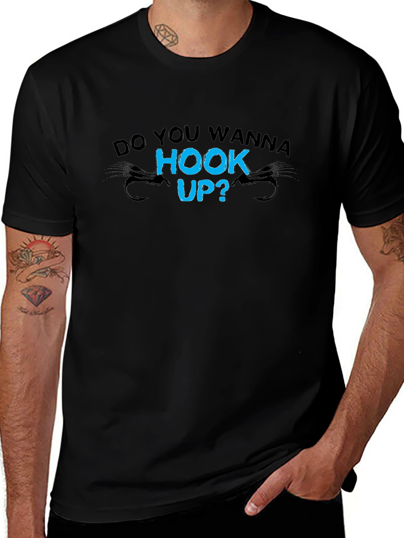 Do You Wanna Hook Up? Fishing T-Shirt - Novelty Graphic Tee