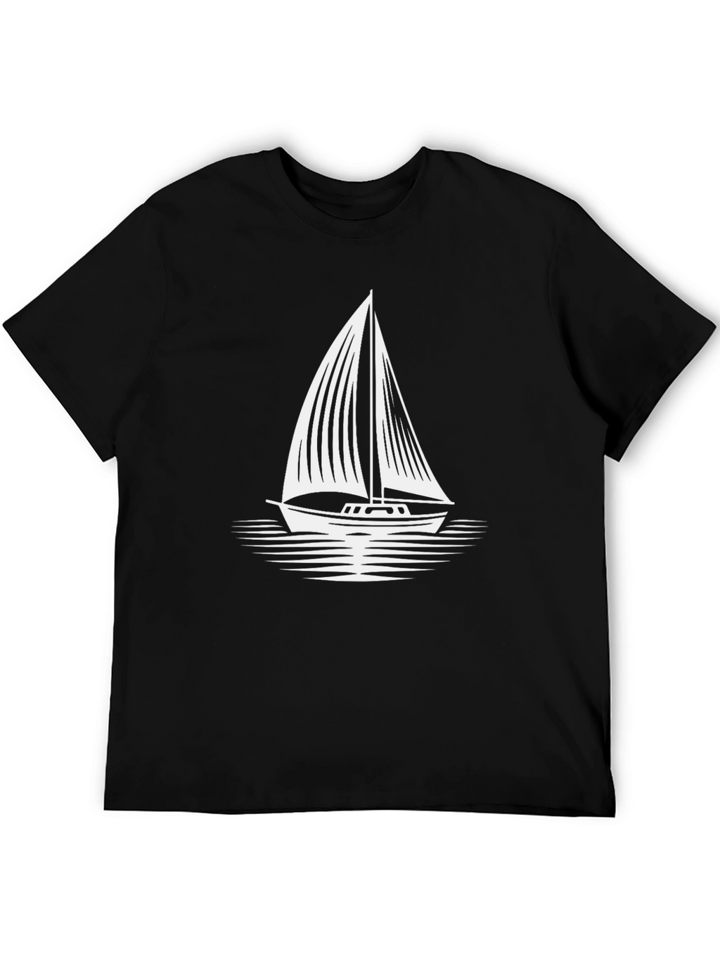 Sailboat Graphic T-Shirt - Black Cotton Tee
