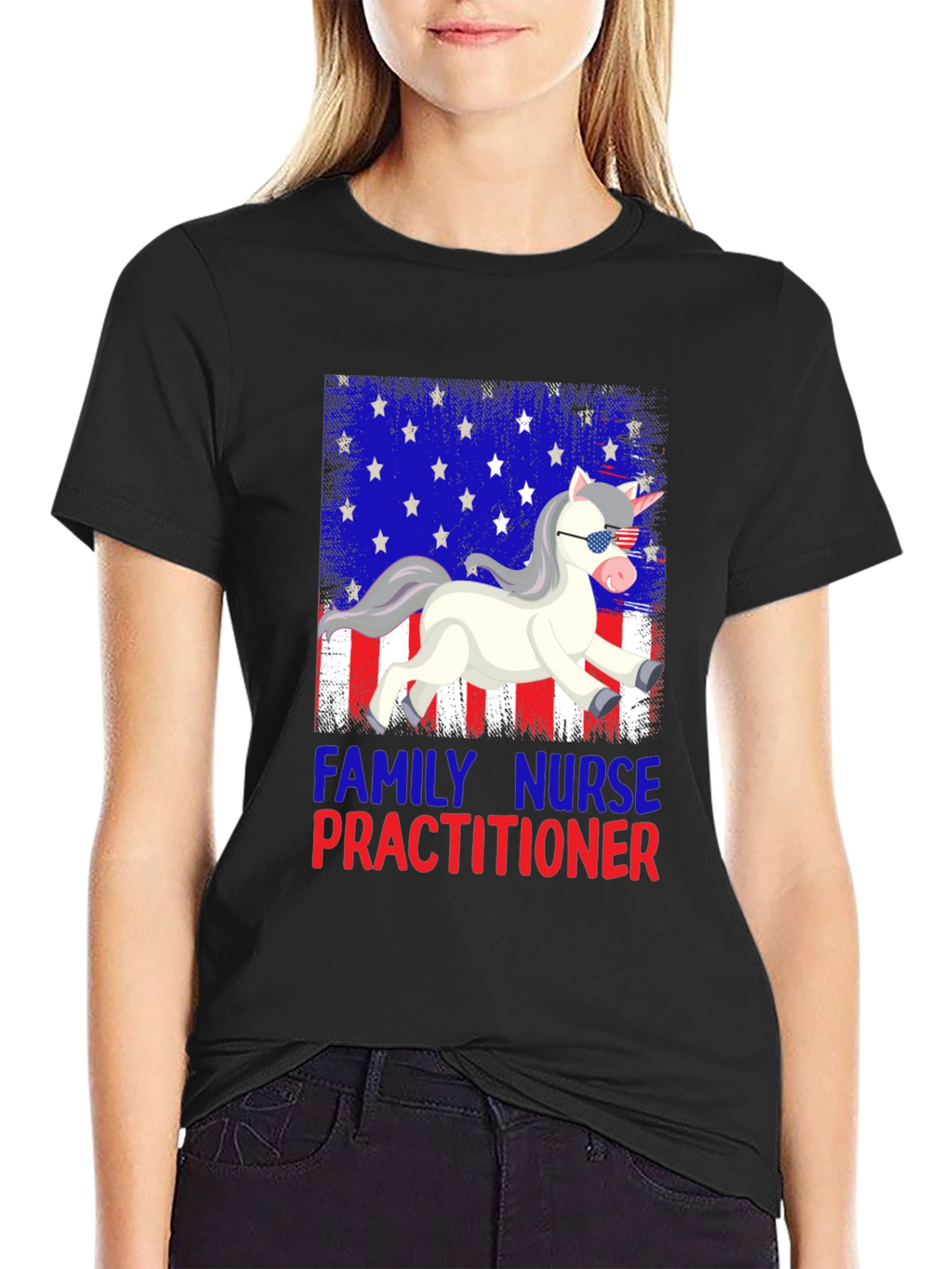 Family Nurse Practitioner Patriotic Unicorn T-Shirt
