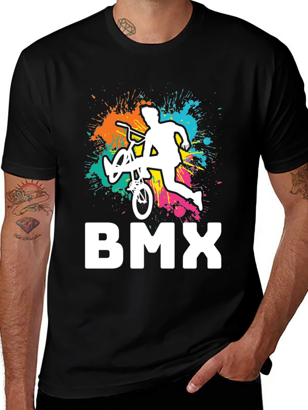 Cool BMX Rider Graphic Tee - Black Cotton T-Shirt