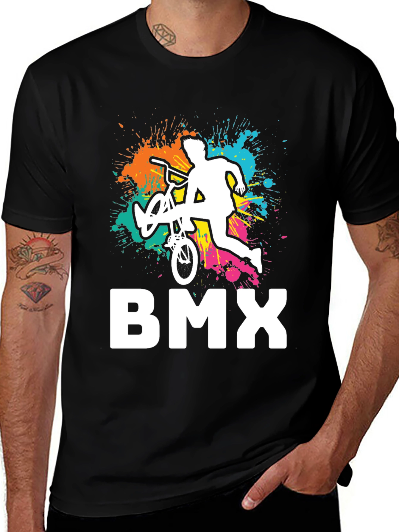 Cool BMX Rider Graphic Tee - Black Cotton T-Shirt