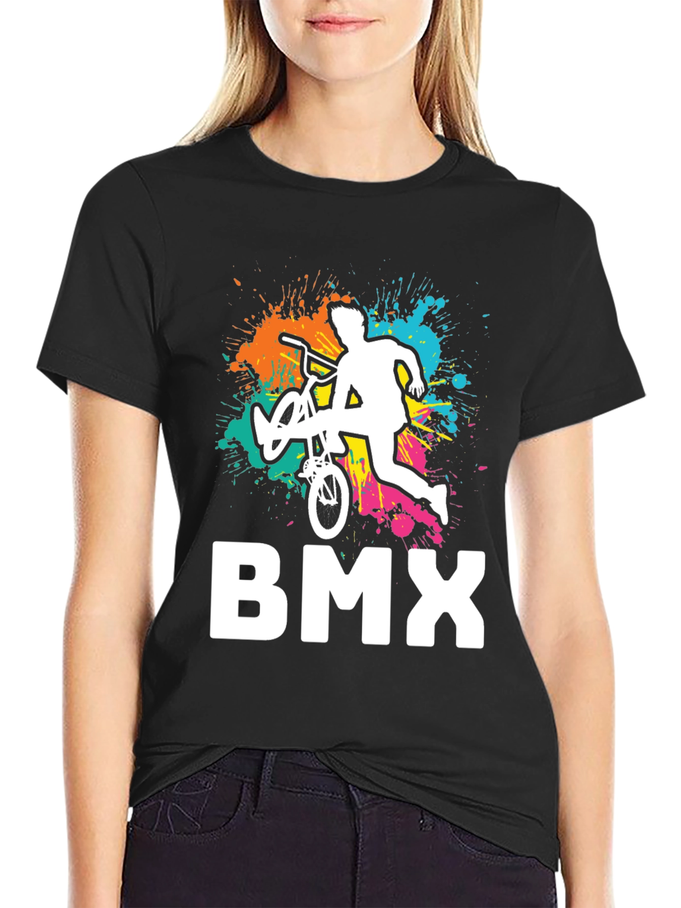 Cool BMX Rider Graphic Tee - Black Cotton T-Shirt
