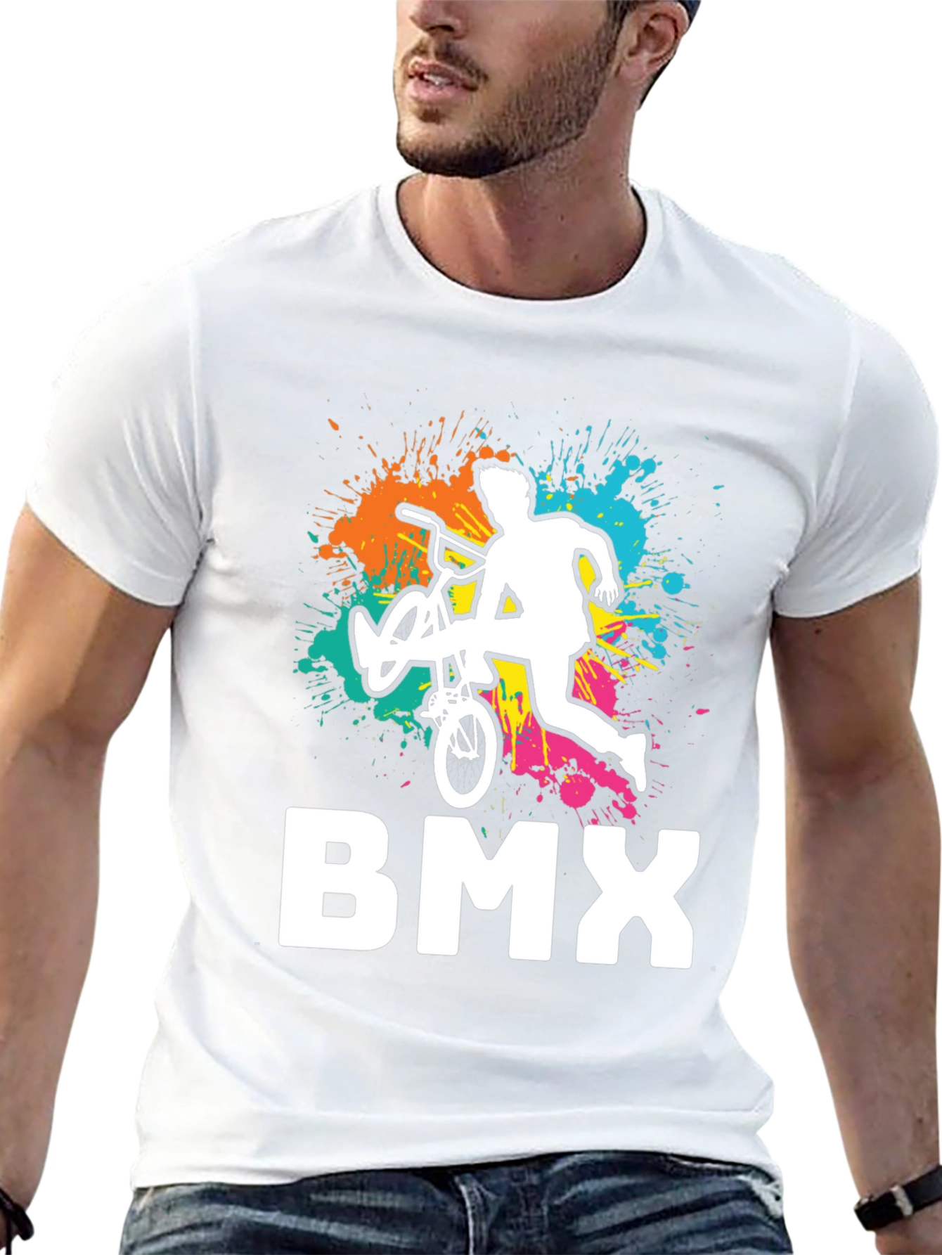 Cool BMX Rider Graphic Tee - Black Cotton T-Shirt