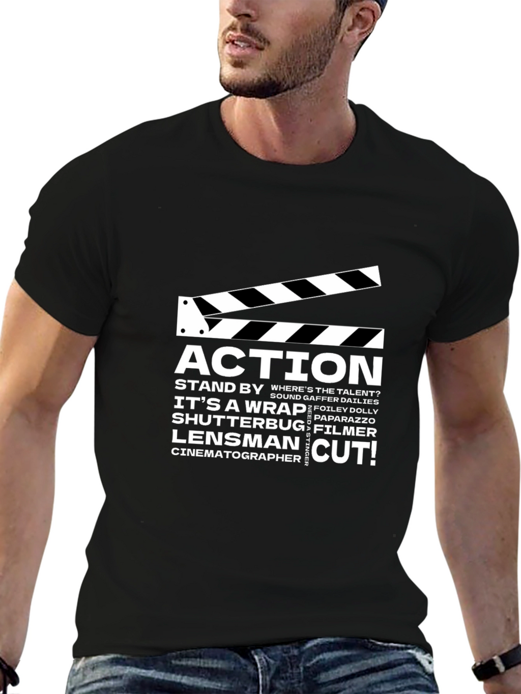 Movie Crew Black Graphic Tee